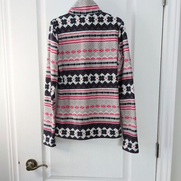 FLEECE Nordic Print Quarter Zip Pull Sweatshirt XS C5 - Picture 5 of 6